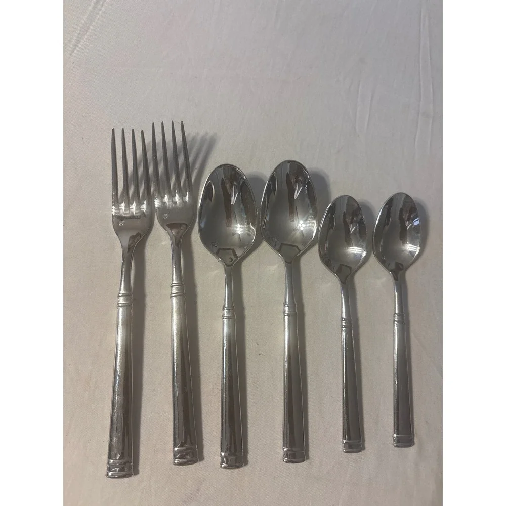 Fortessa Flatware Set 6pc 18/10 Stainless Steel Silver Excellent Lucca Pattern